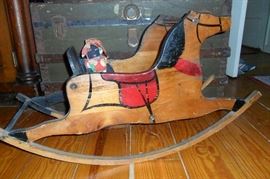 Antique Rocking Horse,Antique Cloth Doll.