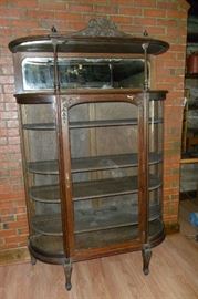 Antique Victorian Bow Front China Cabinet.