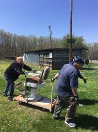 Moving the Antique Barber Chair!