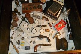 Antique Men's smalls...Pistol,civil war items, pens, Pocket Watches,etc...