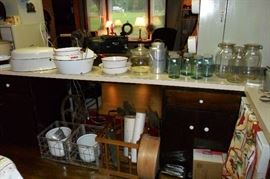 Antique & Vintage Kitchen Items,Enamelware, Jars