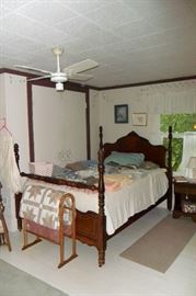 Antique Bed, Quilt & Quilt Rack