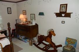 Antique Sideboard, Wooden Rocking Horse