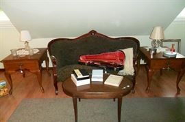 Antique Settee , Coffee Table ,End Tables,Lamps,