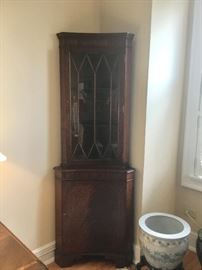 Antique corner mahagony cabinet $450