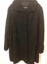 Black Persian lamb coat. Luxurious and warm tailored size large. $400