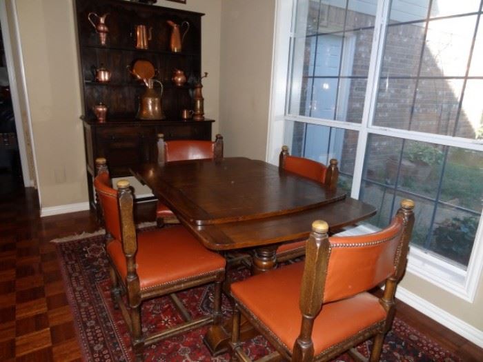 Vintage English Pub Table and 4 Chairs