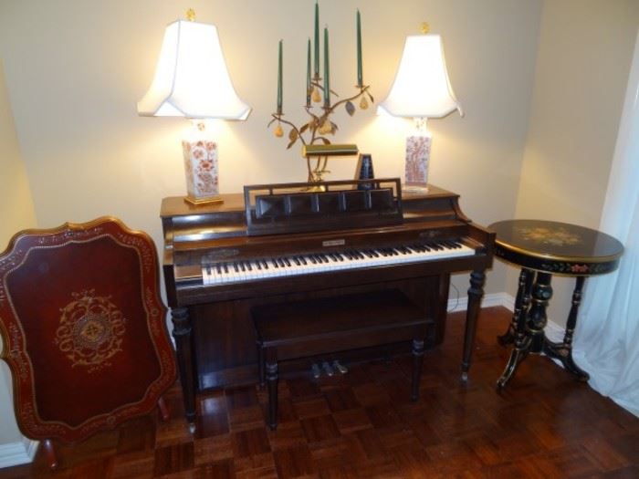 Baldwin Piano, Oriental Lamps & tables