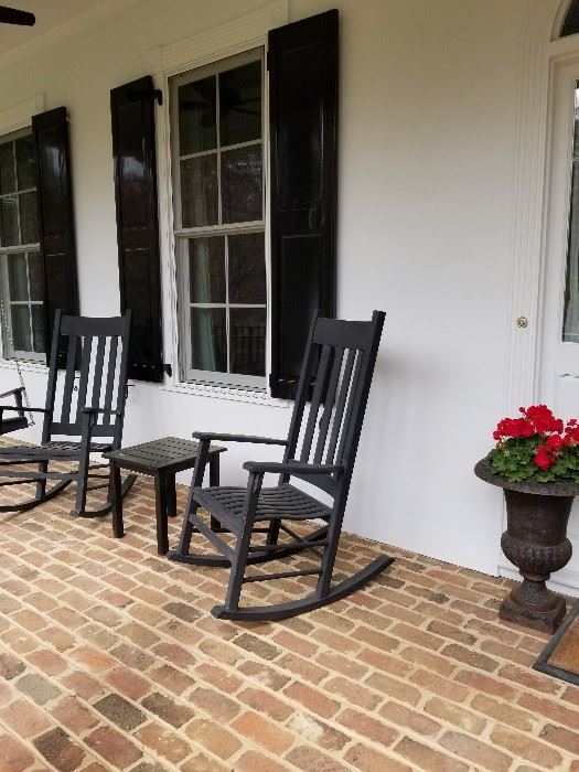 Outdoor rocking chairs.