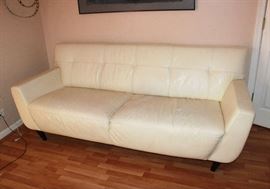 Leather double saddle stitched sofa - SOLD