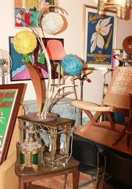 Hans Wegner Style Chair, guitar pick table, green swag and spaghetti lamp - SOLD