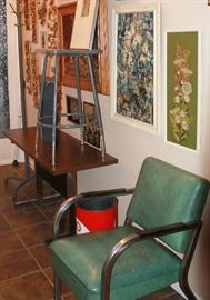 great deco chair - SOLD, industrial high stool and more
