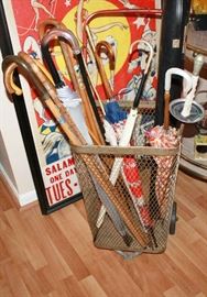 vintage canes and umbrellas... great old cart - CART SOLD