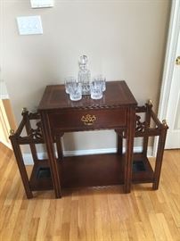 Chippendale entry table with double umbrella stands