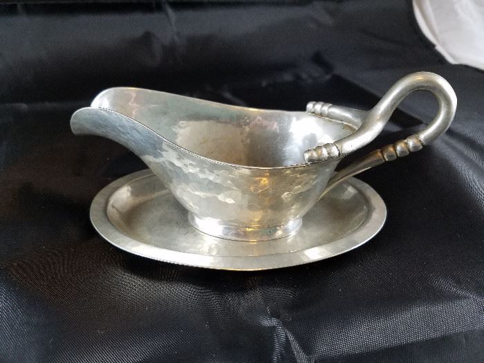  Hammered Pewter Sauce Boat & Platter   http://www.ctonlineauctions.com/detail.asp?id=704459