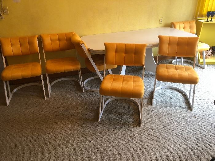 70s table 6 orange chairs...clean