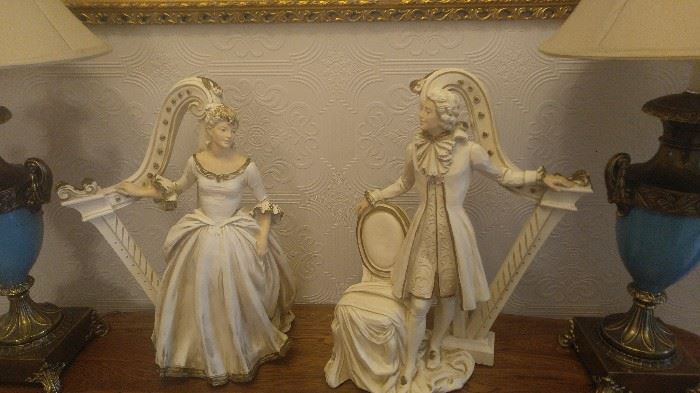 Large and beautiful George and Martha Washington chalkware statues