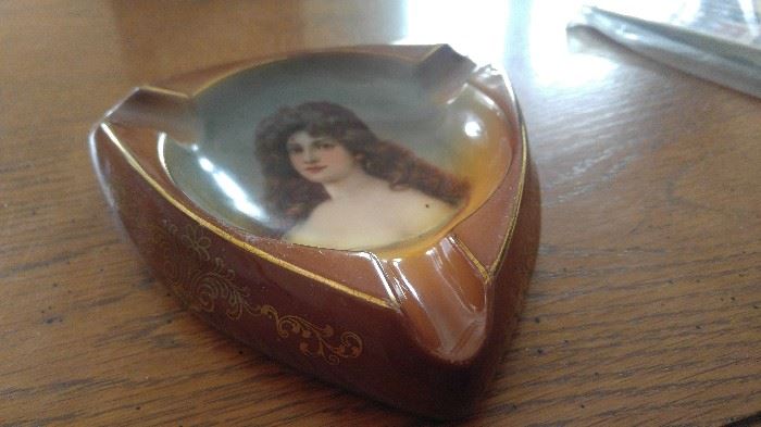 Antique Austria Victorian portrait ashtray