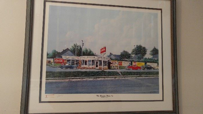 Limited edition signed and numbered lithograph The Beacon Drive-In