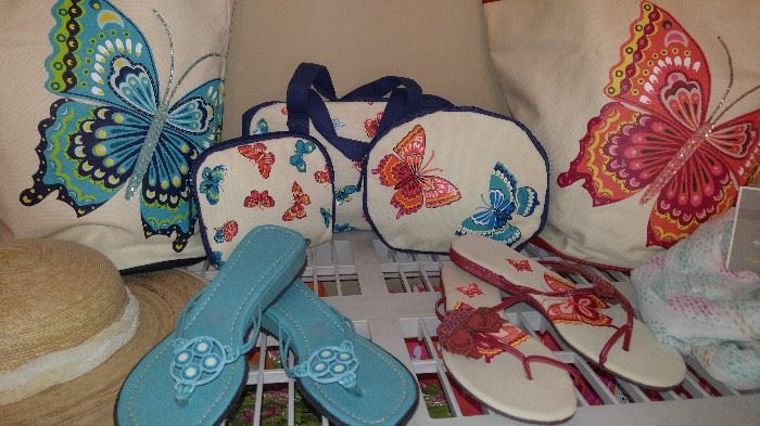 New sandals beach bags towels and vacation accessories butterfly theme