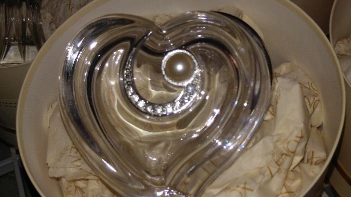 Lenox Crystal Heart trinket boxes in original packaging
