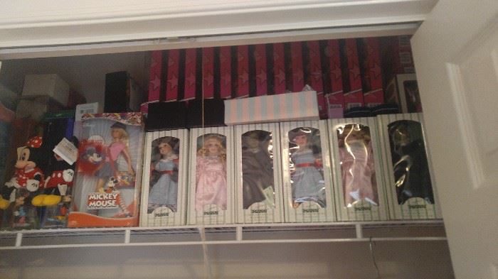 Collectible dolls in boxes