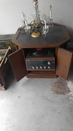 Very cool end table with turntable and radio inside