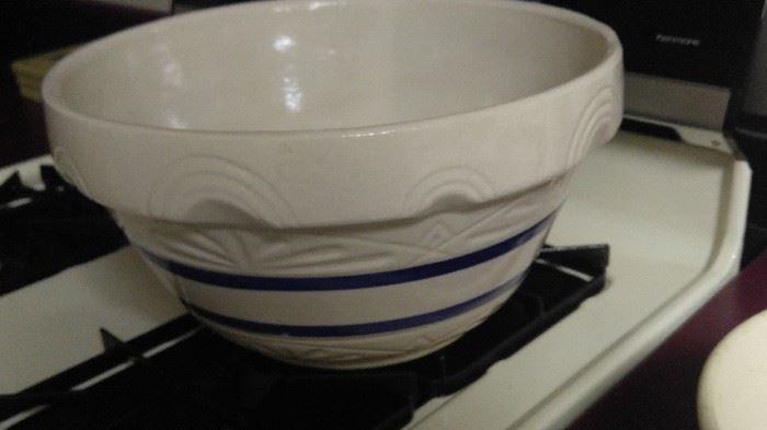 Gigantic blue and white yellow ware bowl