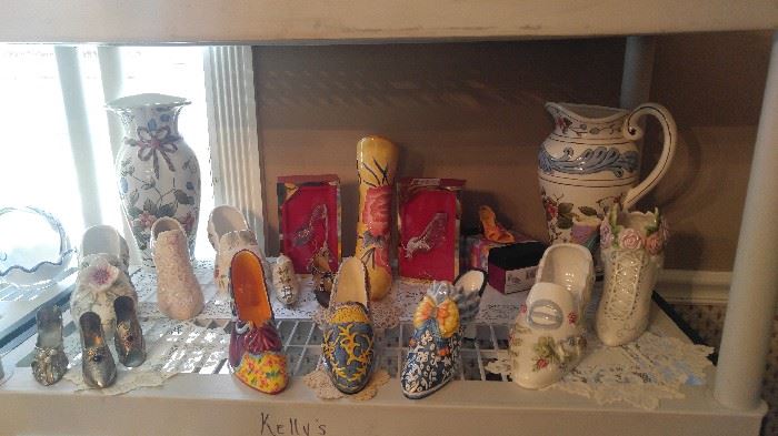 Huge collectible porcelain shoe collection