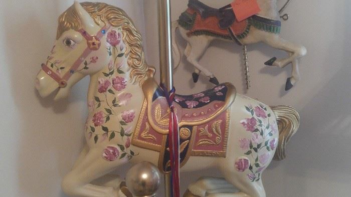 Hand painted carousel horses signed by the artist