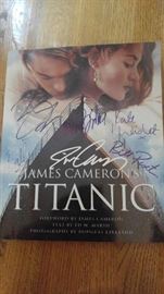 Autographed with six signatures buy stars from the film of Titanic Titanic book by James Cameron