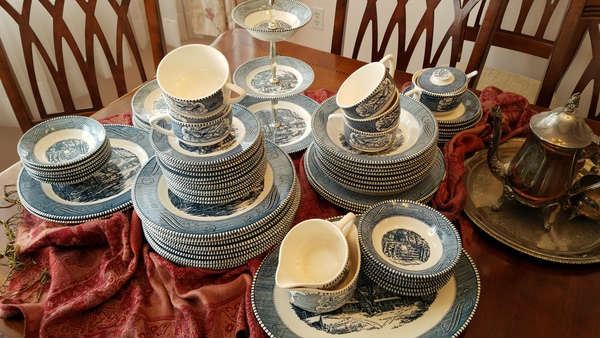 Currier and Ives Blue Dinnerware
