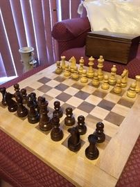 Solid wood chess set.  