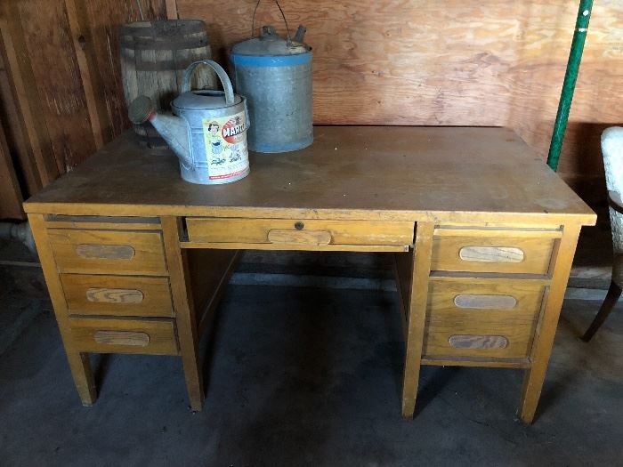 Old oak wood desk