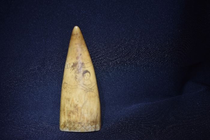 Authentic !800's Scrimshaw Sperm Whale's Tooth