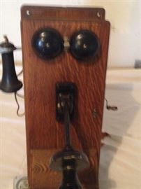 Solid Oak antique crank wall phone (Western Electric)