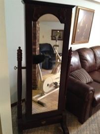 Tall mirror w/jewelry storage