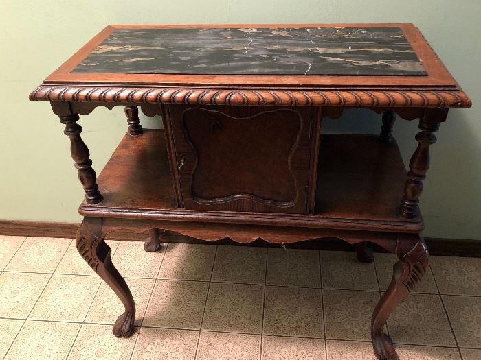 Antique Side Table with Cigar Hummidor