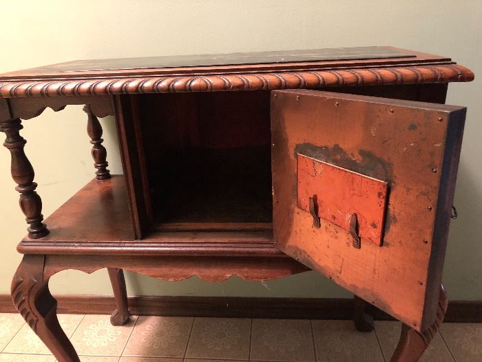 Antique Side Table with Cigar Hummidor