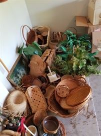 large selection of wicker baskets.  Many different sizes