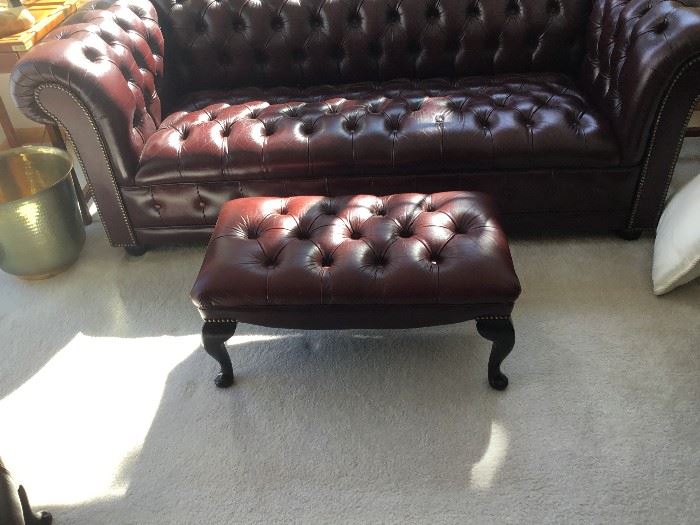 Leather foot stool