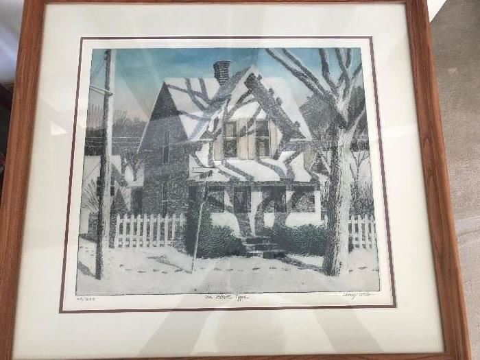 Framed and matted signed and numbered lithograph by Larry Welo