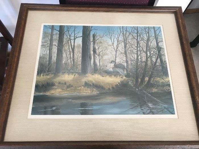 Framed, matted signed and numbered print by Caron