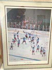 Framed signed and numbered print by Jerome Ryan autographed by Herb Brooks