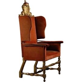 Lot 0187 Rare Danish Royal Frederick IV Birch Reclining Chair Starting Bid $3500
