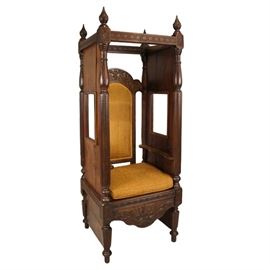 Lot 0035 Indo-Portuguese Solid Rosewood Confessional Chair Starting Bid $800
