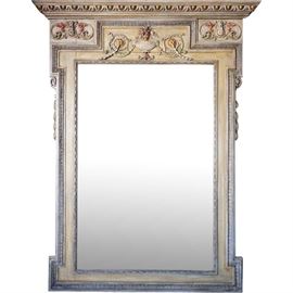 Lot 0192 Large French Louis XVI Style Painted Trumeau Mirror Starting Bid $1000