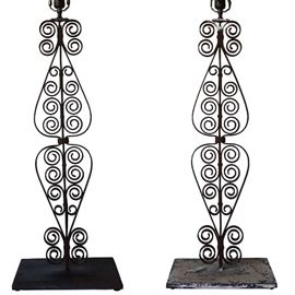 Lot 0194 Two Victorian Forged Iron Baluster as Table Lamps Starting Bid $70