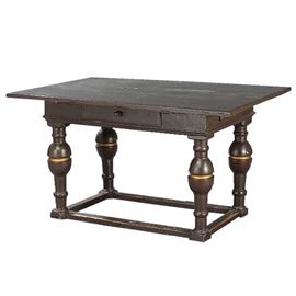 Lot 0225 Swedish Baroque Painted and Gilt Work Table Starting Bid $350