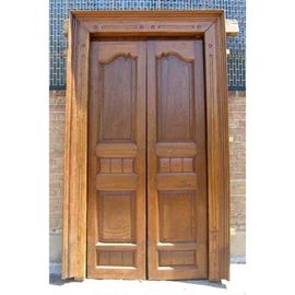 Lot 1007 Large Indian Solid Teak Double Door with Frame Starting Bid $275